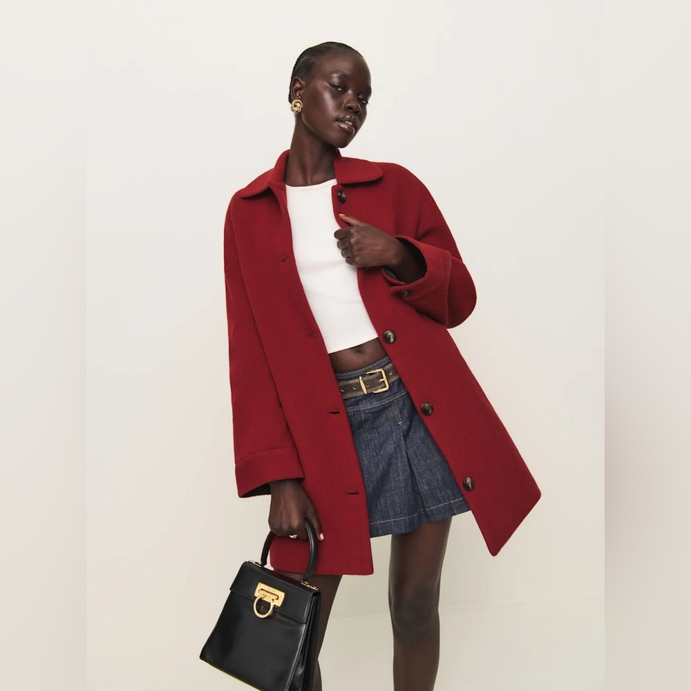 Reformation Wool Irene Coat Jacket in Red Lipstick